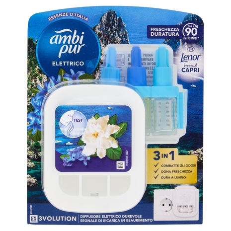 Ambi Pur Profumatore per Ambienti Diffusore Elettrico+Ricarica 3Volution, Brezza di Capri 20ml